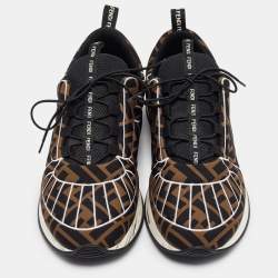 Pre Owned Fendi Brown/Black Zucca Fabric FFreedom Sneakers Size 41