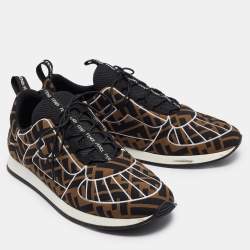 Pre Owned Fendi Brown/Black Zucca Fabric FFreedom Sneakers Size 41