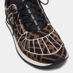 Pre Owned Fendi Brown/Black Zucca Fabric FFreedom Sneakers Size 41
