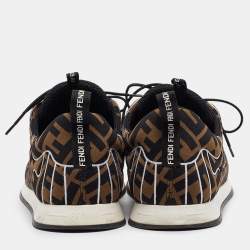Pre Owned Fendi Brown/Black Zucca Fabric FFreedom Sneakers Size 41