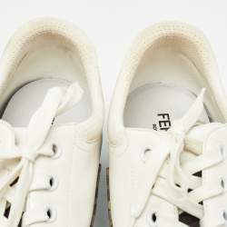 Fendi Brown/White Zucca Canvas and Leather Force Sneakers Size 45