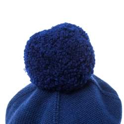 Fendi Blue Logo Intarsia Knit Wool Beanie ( One Size )
