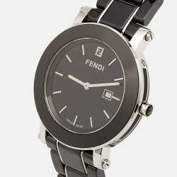 Pre Owned Fendi Black Ceramic Stainless Steel Orologi 6400G Women's Wristwatch 38 mm