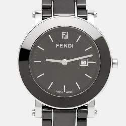Pre Owned Fendi Black Ceramic Stainless Steel Orologi 6400G Women's Wristwatch 38 mm