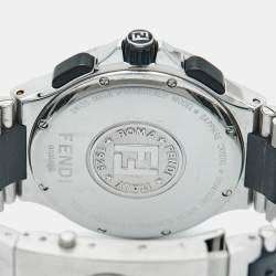 Pre Owned Fendi Silver Dial Two-tone Stainless Steel Rubber 4800G Chronograph Men's Wristwatch 43 mm