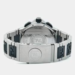 Pre Owned Fendi Silver Dial Two-tone Stainless Steel Rubber 4800G Chronograph Men's Wristwatch 43 mm