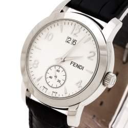 Pre Owned Fendi White Stainless Steel Orologi 2100G Men's Wristwatch 36 mm