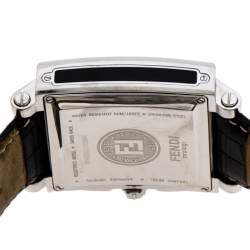 Pre Owned Fendi Black Stainless Steel Ceramic Quadro 6500G Men's Wristwatch 39 mm