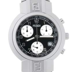 Fendi Black Stainless Steel Orologi 4500G Chronograph Men's Wristwatch 39 mm