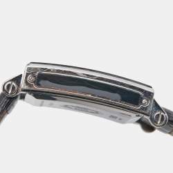 Pre Owned Fendi Black Stainless Steel Ceramic Leather Quadro 6500G Men's Wristwatch 39 mm