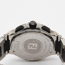 Pre Owned Fendi Silver Stainless Steel Rubber 4800G Men's Wristwatch 43 mm