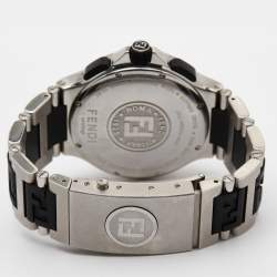 Pre Owned Fendi Silver Stainless Steel Rubber 4800G Men's Wristwatch 43 mm