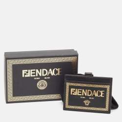 Fendi x Versace Black/Gold Leather Fendace Lanyard Card Holder
