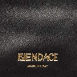 Fendi x Versace Black/Gold Leather Fendace Lanyard Card Holder