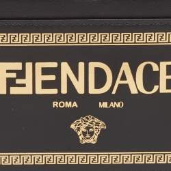 Fendi x Versace Black/Gold Leather Fendace Lanyard Card Holder
