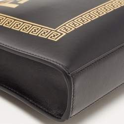 Fendi x Versace Black Leather Logo Wristlet Zip Pouch