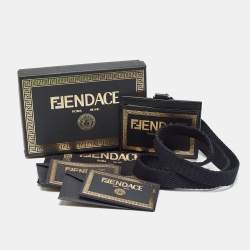 Fendi x Versace Black/Gold Leather Fendace Lanyard Card Holder