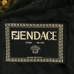 Fendi X Versace Brown Embellished Zucca FF Logo Jacquard Trucker Jacket L