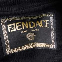 Pre Owned Fendi x Versace Black Fendace Print Cotton Crew Neck Sweatshirt L
