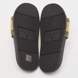 Fendi x Versace Gold/Black Metal Mesh Pool Slides Size 44