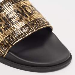 Fendi x Versace Gold/Black Metal Mesh Pool Slides Size 44