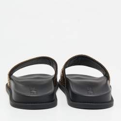 Pre Owned Fendi x Versace Gold Metal and Leather Flat Slides Size 40