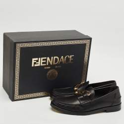 Fendi x Versace Black Leather Fendace Loafers Size 44