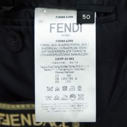 Fendace Black Wool Cut-Out Safety Pin Detail Blazer L