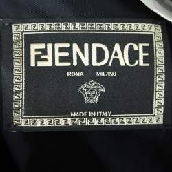 Fendace Black Wool Cut-Out Safety Pin Detail Blazer L