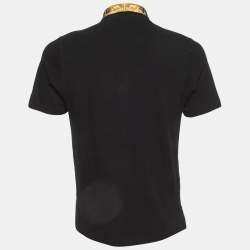 Fendance Black Cotton Pique Printed Collar Polo T-Shirt M