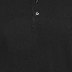 Fendance Black Cotton Pique Printed Collar Polo T-Shirt M