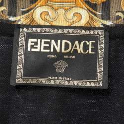 Fendance Black Cotton Pique Printed Collar Polo T-Shirt M