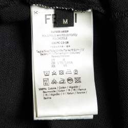 Fendance Black Cotton Pique Printed Collar Polo T-Shirt M