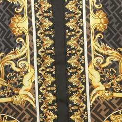 Pre Owned Fendace Black/Yellow FF Barocco Print Silk Shirt S