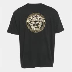 Pre Owned Fendance Black Logo Embroidery and Print Crew Neck T-Shirt L