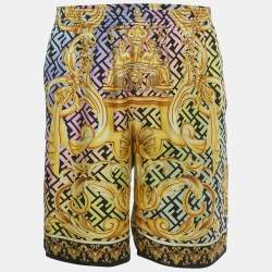 Pre Owned Fendace  Multicolor Monogram Baroque Print Silk Shorts S 