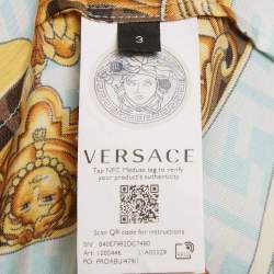 Pre Owned Fendace Aqua Blue Baroque Print Silk Pajama Shirt S  