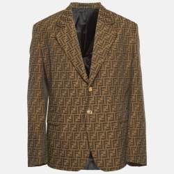 Pre Owned Fendace Brown Zucca Monogram Jacquard Blazer 3XL