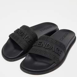 Fendi x Versace Black Rubber Flat Slides Size 44