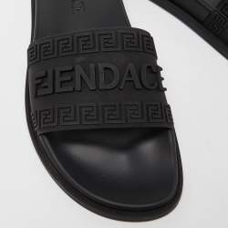 Fendi x Versace Black Rubber Flat Slides Size 44