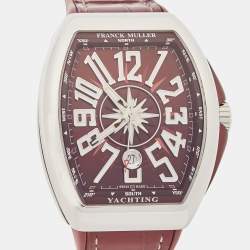 Franck Muller Burgundy Stainless Steel Rubber Alligator Leather Vanguard Yachting V 45 SC DT AC BO Men's Wristwatch 45 mm
