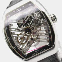 Franck Muller Skeleton Stainless Steel Vanguard 7 Days Power Reserve V45S6SQT Manual winding Men's Wristwatch 44 mm