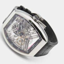 Franck Muller Skeleton Stainless Steel Vanguard 7 Days Power Reserve V45S6SQT Manual winding Men's Wristwatch 44 mm