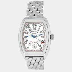 Franck Muller White Stainless Steel Conquistador 8000 Automatic Men's Wristwatch 35 mm