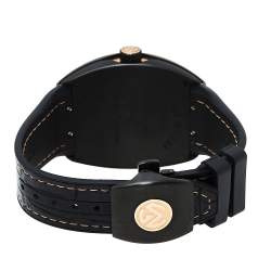 Pre Owned Franck Muller Black 18K Rose Gold & Titanium Leather Vanguard V 45 SC DT Men's Wristwatch 44 mm