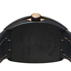 Pre Owned Franck Muller Black 18K Rose Gold & Titanium Leather Vanguard V 45 SC DT Men's Wristwatch 44 mm