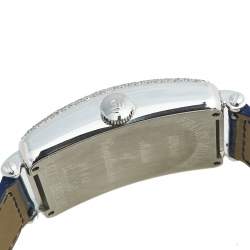 Pre Owned Franck Muller Silver Stainless Steel Diamonds Alligator Long Island Color Dreams 1200SC Men's Wristwatch 32 mm 