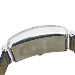 Pre Owned Franck Muller Silver Stainless Steel Diamonds Alligator Long Island Color Dreams 1200SC Men's Wristwatch 32 mm 