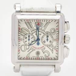 Frank Muller Silver Stainless Steel Alligator Cortez Conquistador 10000HCC Men's Wristwatch 40 mm