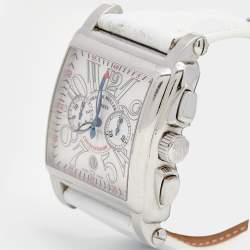 Frank Muller Silver Stainless Steel Alligator Cortez Conquistador 10000HCC Men's Wristwatch 40 mm